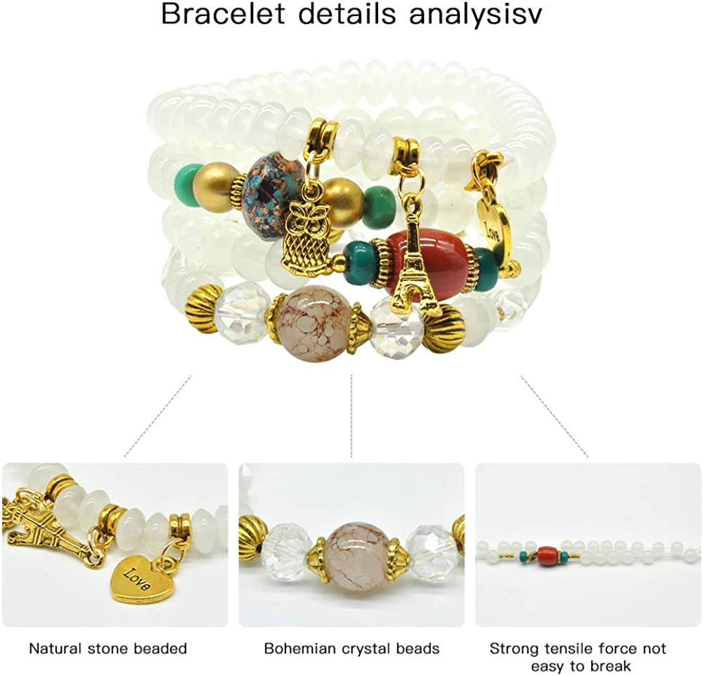 Bohemian Bracelet Sets for Women - 6 Sets Stackable Stretch Bracelets Multi-color Boho Jewelry for Women Hippie Bracelets Dainty Jewelry Best Friend Gift - Image 5